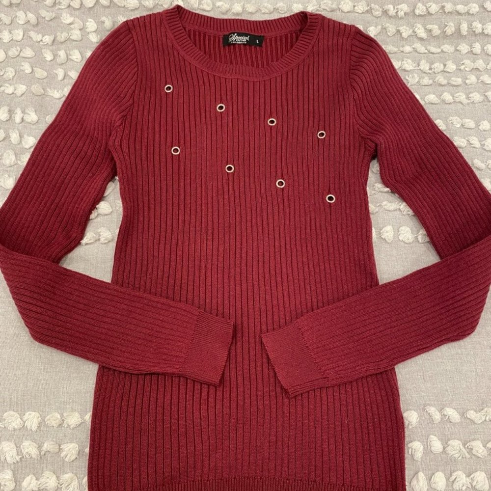 BEAUTIFUL! Special One LA~Burgundy Cotton Blend Long Sleeve Sweater~Sz.L (Youth)